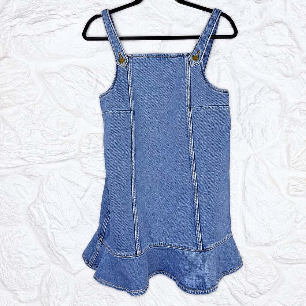 Ganni Square Neck Denim Mini Dress Sz 34 (2)
